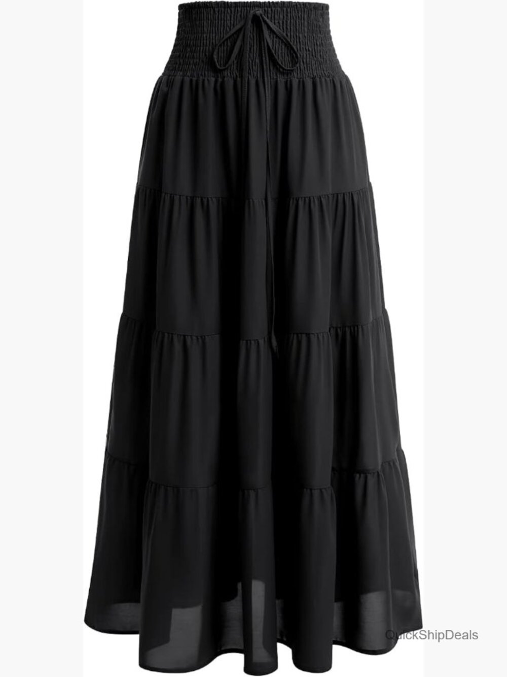 Convertible Maxi Skirt Dress with Elastic Waist and Drawstring Chiffon A-Line